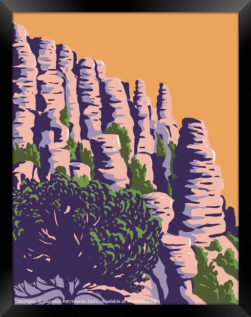 The Hoodoos and Balancing Rocks Chiricahua National Monument in the Chiricahua Mountains of Southeastern Arizona WPA Poster Art Framed Print by Aloysius Patrimonio