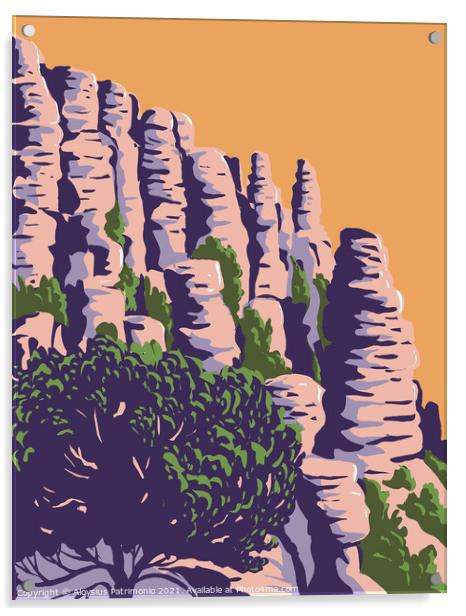 The Hoodoos and Balancing Rocks Chiricahua National Monument in the Chiricahua Mountains of Southeastern Arizona WPA Poster Art Acrylic by Aloysius Patrimonio