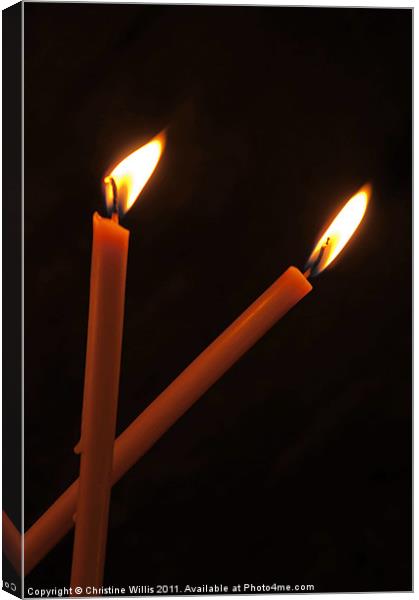 Kissing Candles Canvas Print by Christine Johnson