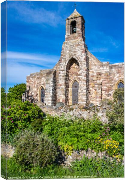 Bell tower of St Mary’s Parish Church, Holy Island Canvas Print by Angus McComiskey
