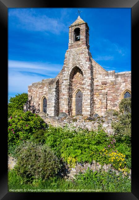 Bell tower of St Mary’s Parish Church, Holy Island Framed Print by Angus McComiskey