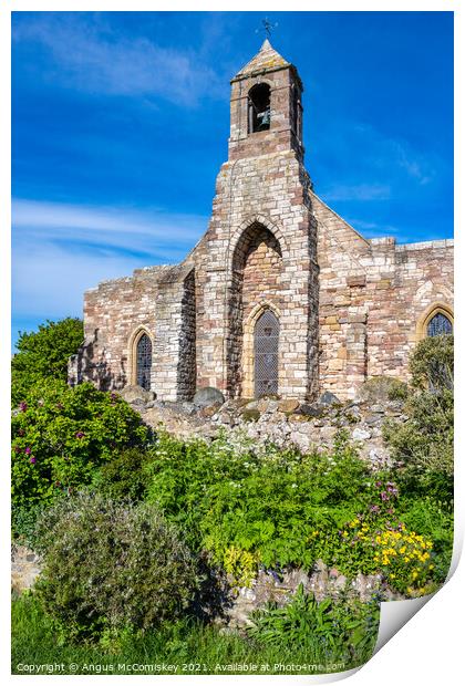 Bell tower of St Mary’s Parish Church, Holy Island Print by Angus McComiskey