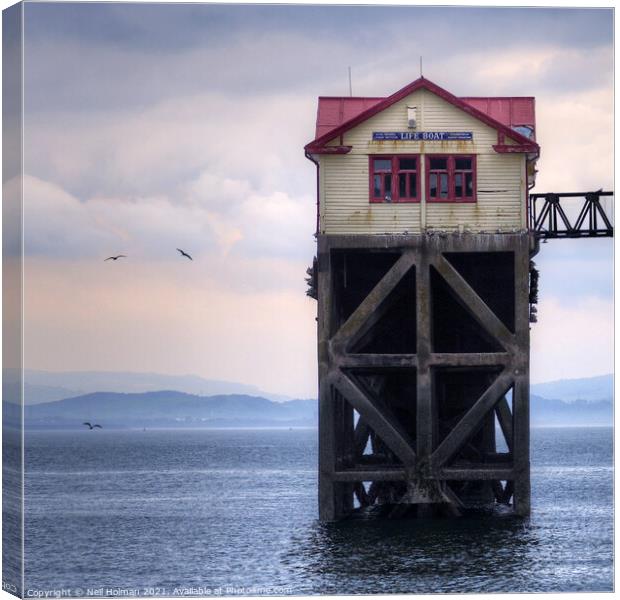 Old Lifeboat Building Mumbles Canvas Print by Neil Holman