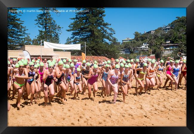 Sydney,Australia. The 41st Big Swim Ocean race Palm Beach to Wha Framed Print by martin berry