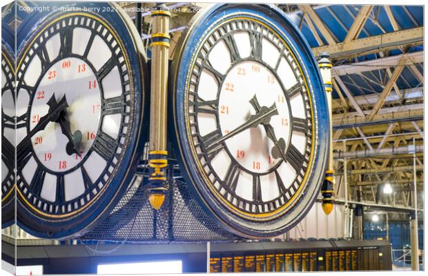 Clock at Waterloo Station Canvas Print by martin berry