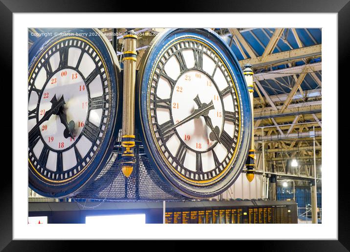 Clock at Waterloo Station Framed Mounted Print by martin berry