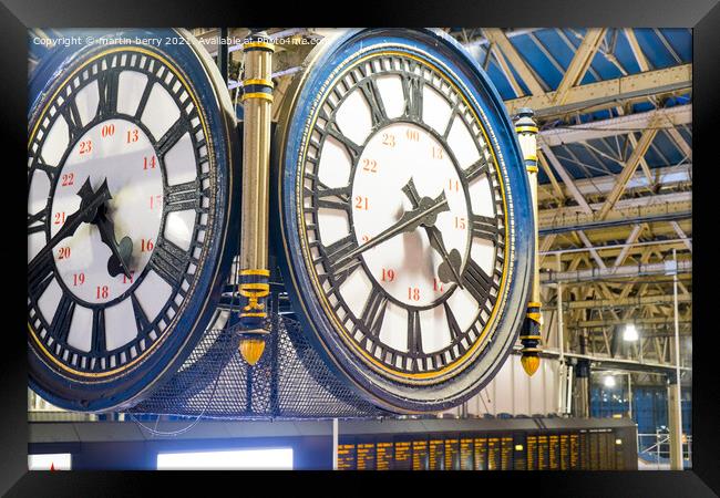Clock at Waterloo Station Framed Print by martin berry