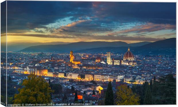 Florence twilight panorama. Tuscany, Italy Canvas Print by Stefano Orazzini
