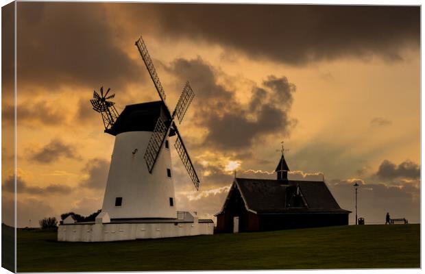 Lytham Windmill at Sunset Canvas Print by Roger Green