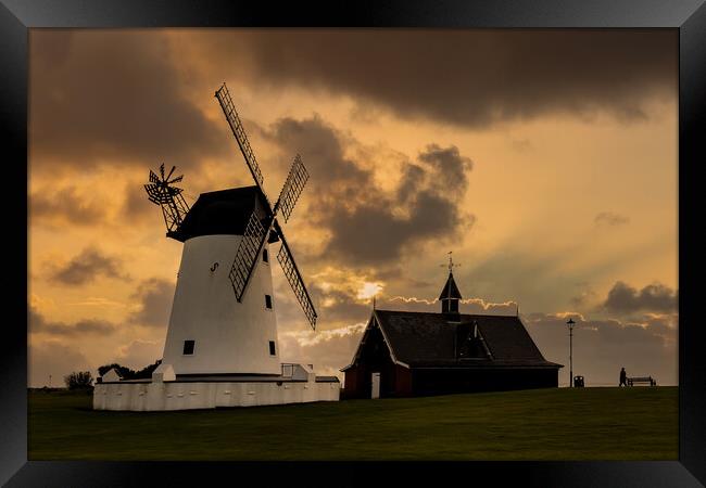 Lytham Windmill at Sunset Framed Print by Roger Green