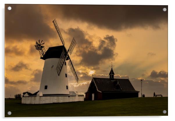 Lytham Windmill at Sunset Acrylic by Roger Green