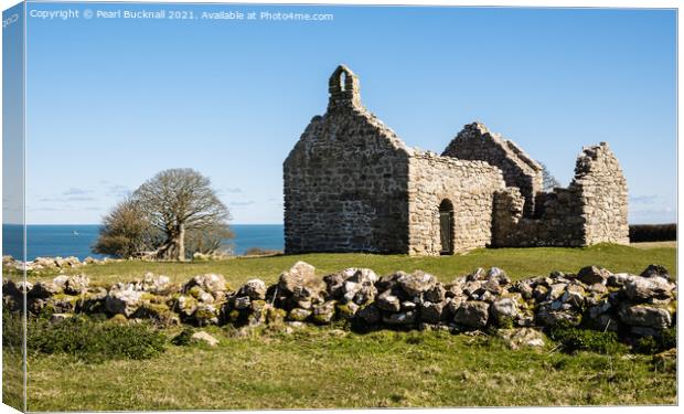 Lligwy Chapel Moelfre Anglesey Wales Canvas Print by Pearl Bucknall