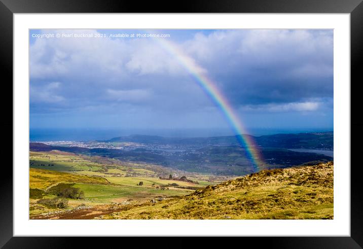 Rainbow Over Conwy Valley Landscape in Wales Framed Mounted Print by Pearl Bucknall
