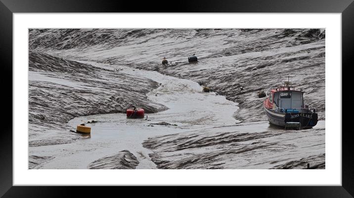 Boat in low tide mud Framed Mounted Print by mark humpage