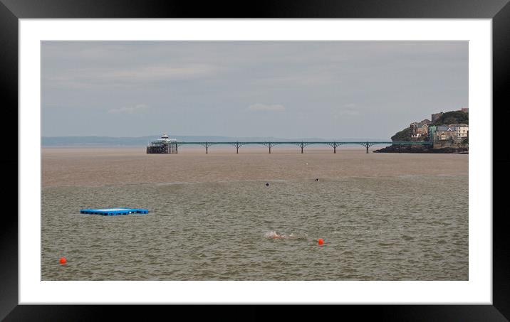 Clevedon Pier overlooking Marine Lake Framed Mounted Print by mark humpage