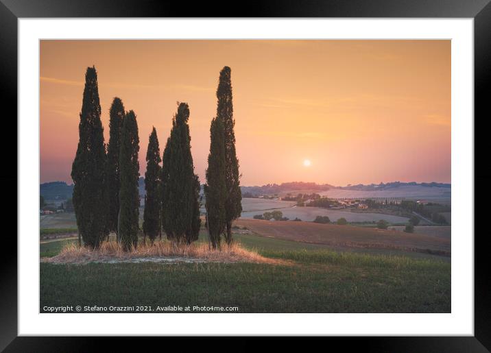 Last Light of the Day in Maremma. Tuscany. Framed Mounted Print by Stefano Orazzini
