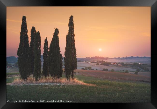 Last Light of the Day in Maremma. Tuscany. Framed Print by Stefano Orazzini