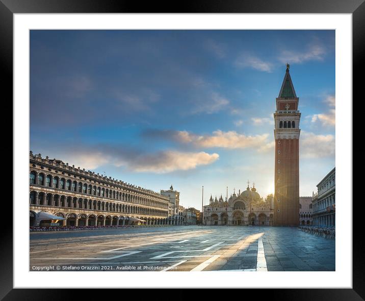 Early Morning in Piazza San Marco. Venice Framed Mounted Print by Stefano Orazzini