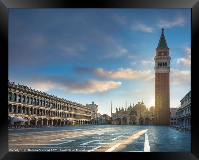 Early Morning in Piazza San Marco. Venice Framed Print by Stefano Orazzini
