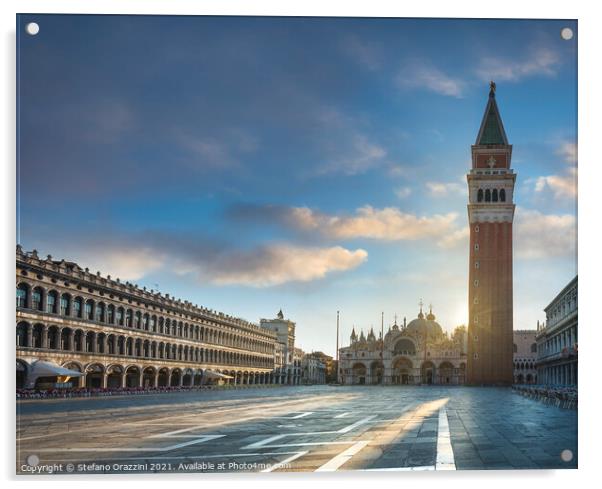 Early Morning in Piazza San Marco. Venice Acrylic by Stefano Orazzini