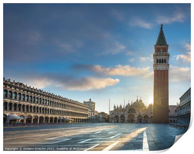 Early Morning in Piazza San Marco. Venice Print by Stefano Orazzini