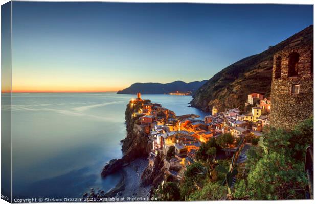 Vernazza after Sunset Canvas Print by Stefano Orazzini