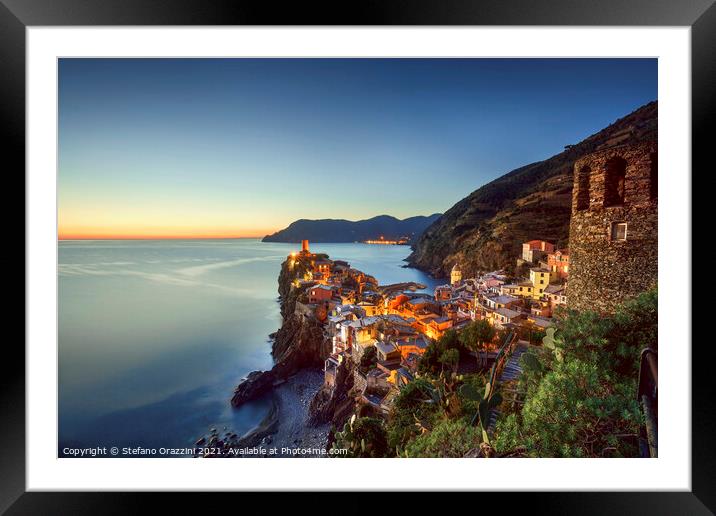 Vernazza after Sunset Framed Mounted Print by Stefano Orazzini