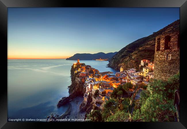 Vernazza after Sunset Framed Print by Stefano Orazzini