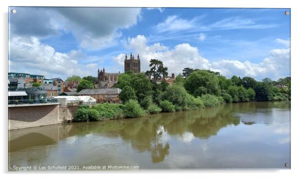 Hereford cathedral   Acrylic by Les Schofield