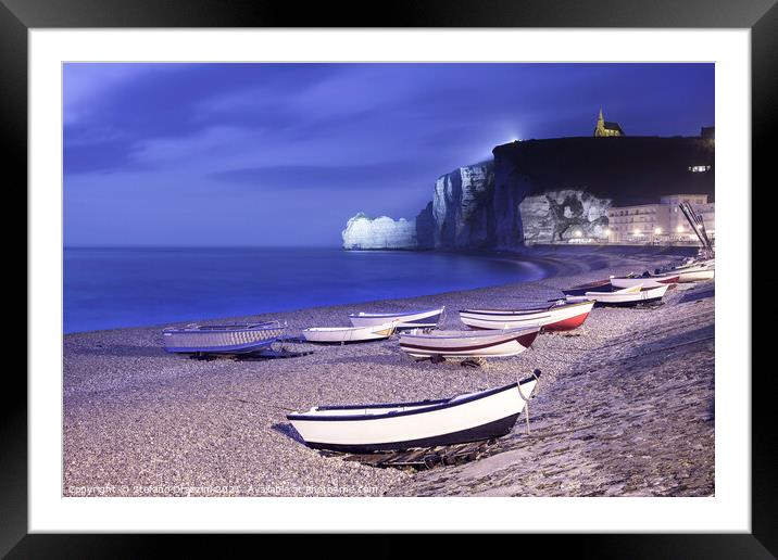 Night in Etretat, Normandy Framed Mounted Print by Stefano Orazzini