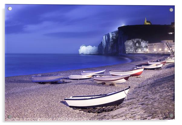 Night in Etretat, Normandy Acrylic by Stefano Orazzini