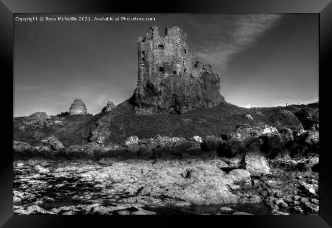 Majestic Dunure Castle on the rugged Ayrshire coas Framed Print by Ross McNeillie