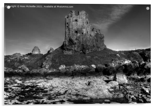 Majestic Dunure Castle on the rugged Ayrshire coas Acrylic by Ross McNeillie