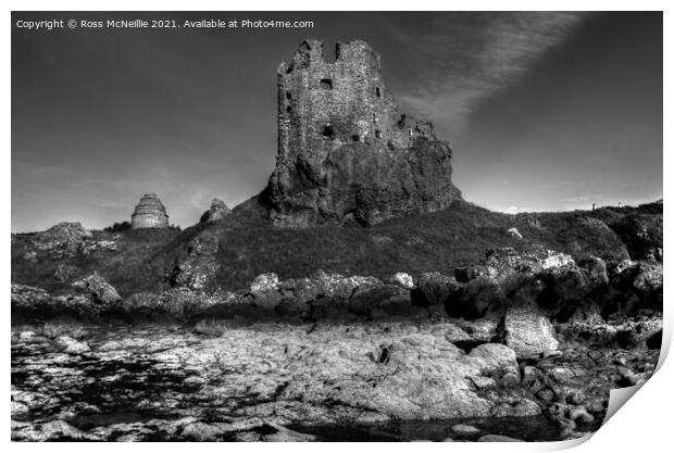 Majestic Dunure Castle on the rugged Ayrshire coas Print by Ross McNeillie