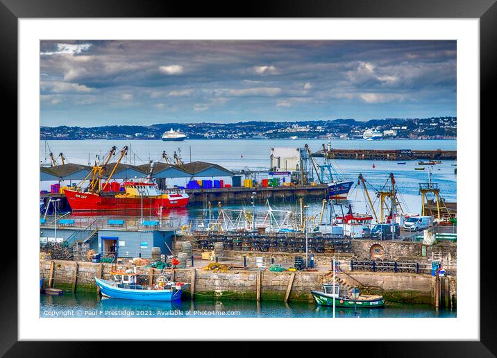 Bustling Brixham Harbour Framed Mounted Print by Paul F Prestidge