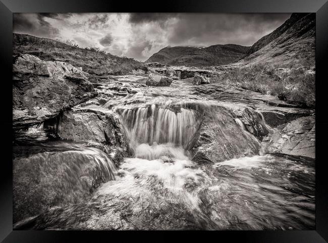 River Coe waterfall Framed Print by John Frid