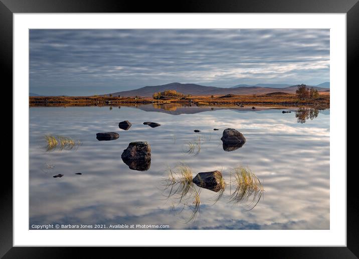 Loch Ba Reflections,  Autumn Rannoch Moor Scotland Framed Mounted Print by Barbara Jones