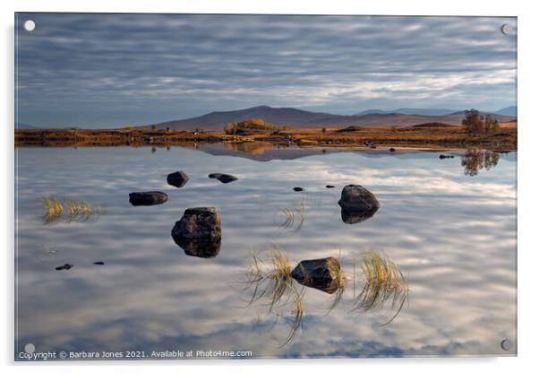Loch Ba Reflections,  Autumn Rannoch Moor Scotland Acrylic by Barbara Jones