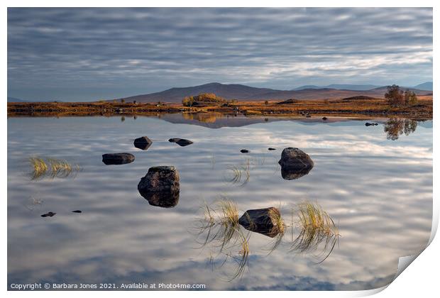 Loch Ba Reflections,  Autumn Rannoch Moor Scotland Print by Barbara Jones