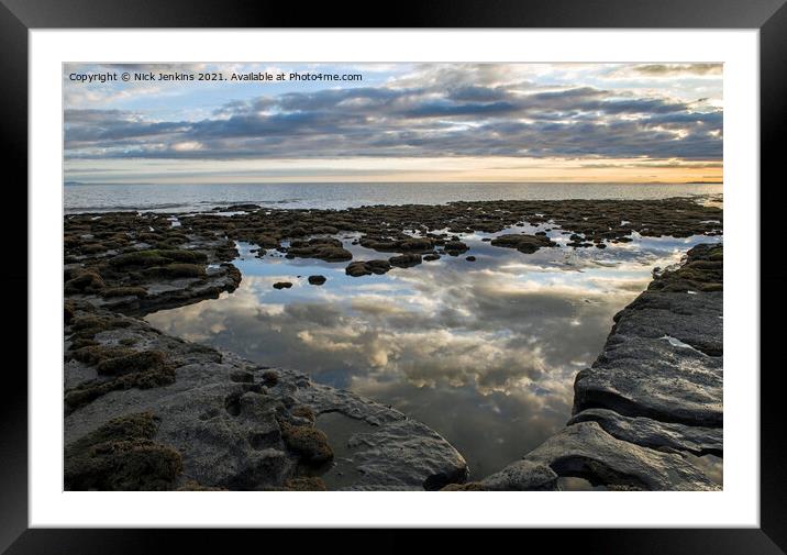 Rock Pool amazing cloud reflections Dunraven Bay Framed Mounted Print by Nick Jenkins