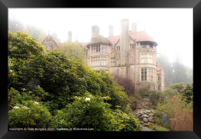 Enigmatic Manor Amidst Morning Mist Framed Print by Holly Burgess
