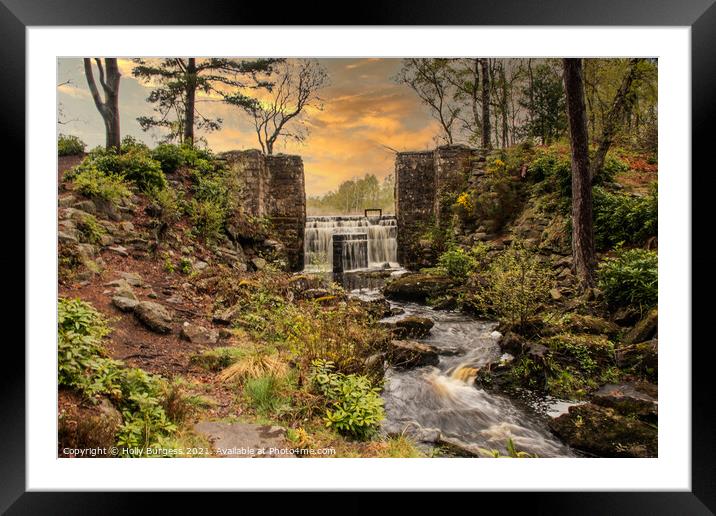 Water fall in the Forest  Framed Mounted Print by Holly Burgess