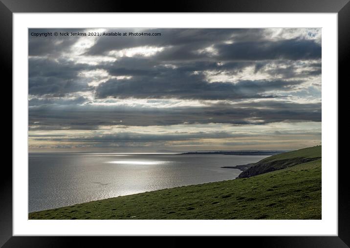 Shafts of Sunlight at Ogmore by Sea Framed Mounted Print by Nick Jenkins
