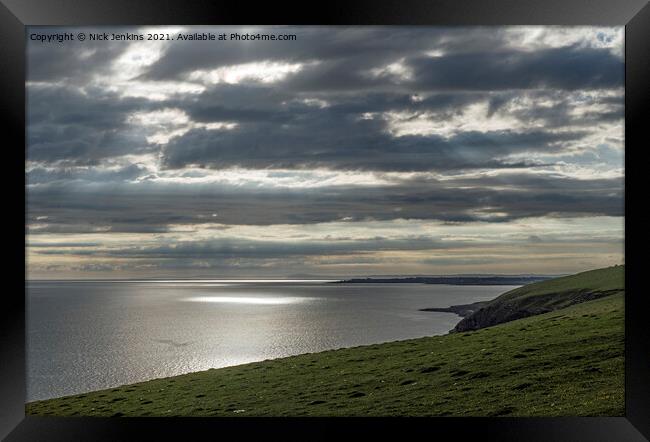 Shafts of Sunlight at Ogmore by Sea Framed Print by Nick Jenkins