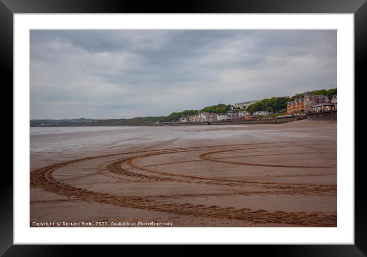 Filey beachfront patterns Framed Mounted Print by Richard Perks