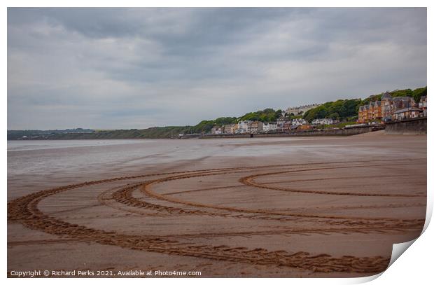 Filey beachfront patterns Print by Richard Perks