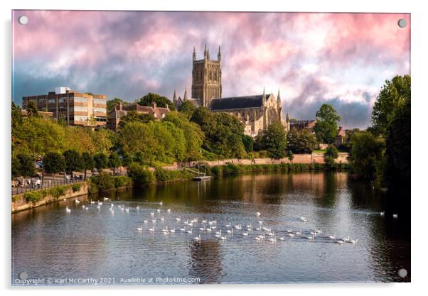 Worcester Cathedral Acrylic by Karl McCarthy