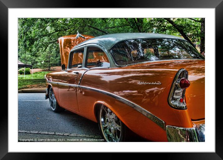 Classic Orange Car in Park Framed Mounted Print by Darryl Brooks