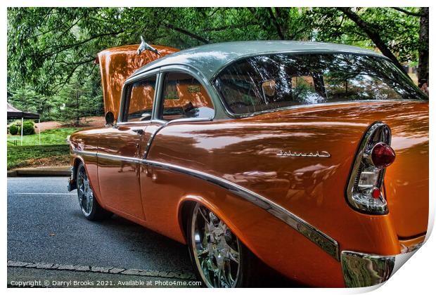 Classic Orange Car in Park Print by Darryl Brooks
