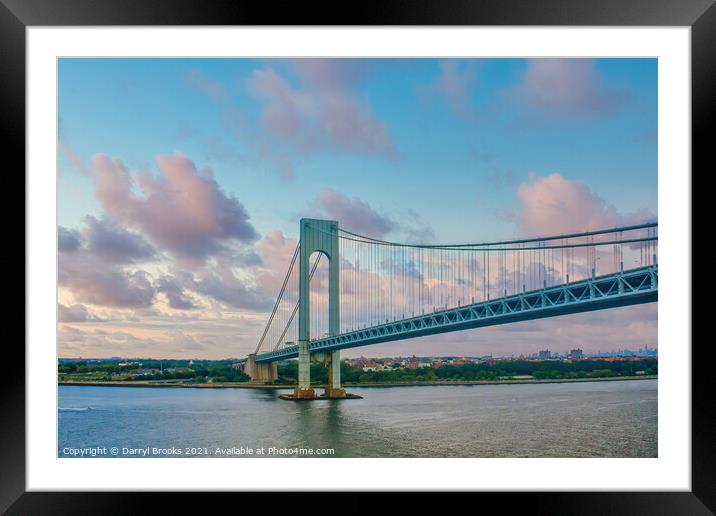 Suspension Bridge Under Dusk Skies Framed Mounted Print by Darryl Brooks